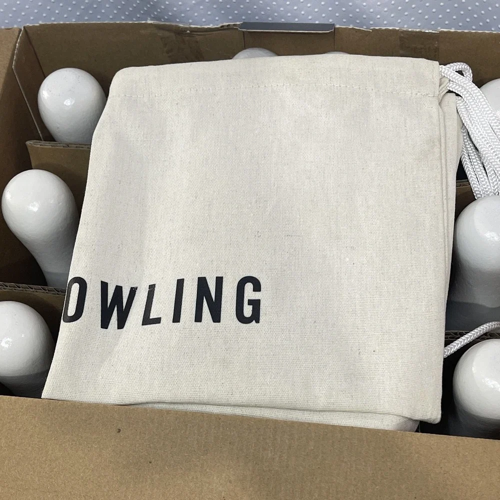 Hearth & Hand with Magnolia Wooden Bowling Set 10 Pins 2 Balls w/ Bag